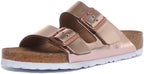 Birkenstock Arizona Sandale métallique à 2 brides avec semelle souple pour femme en cuivre