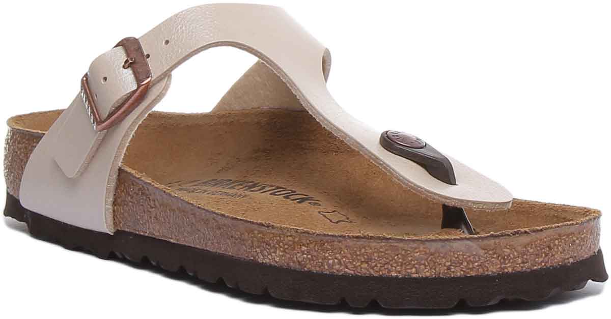 Birkenstock Gizeh Sandales Femme en Birko Flor En Crème Main image