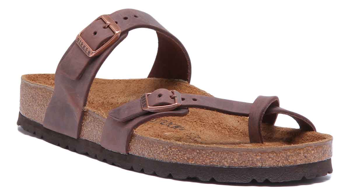 Birkenstock Mayari Sandale à lanières en cuir huilé pour femmes, brun foncé Main image