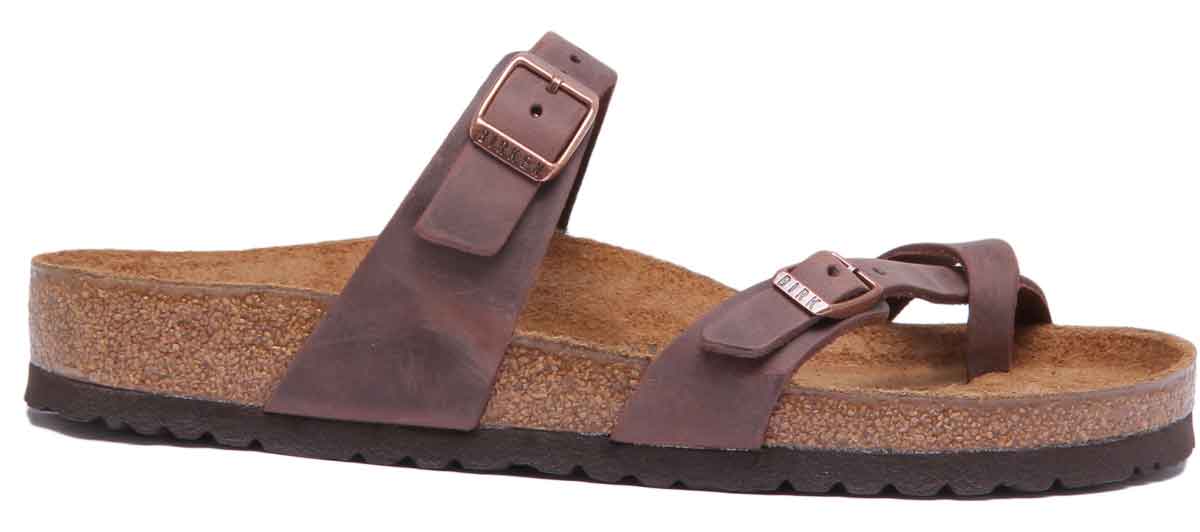 Birkenstock Mayari Sandale à lanières en cuir huilé pour femmes, brun foncé Secondary image