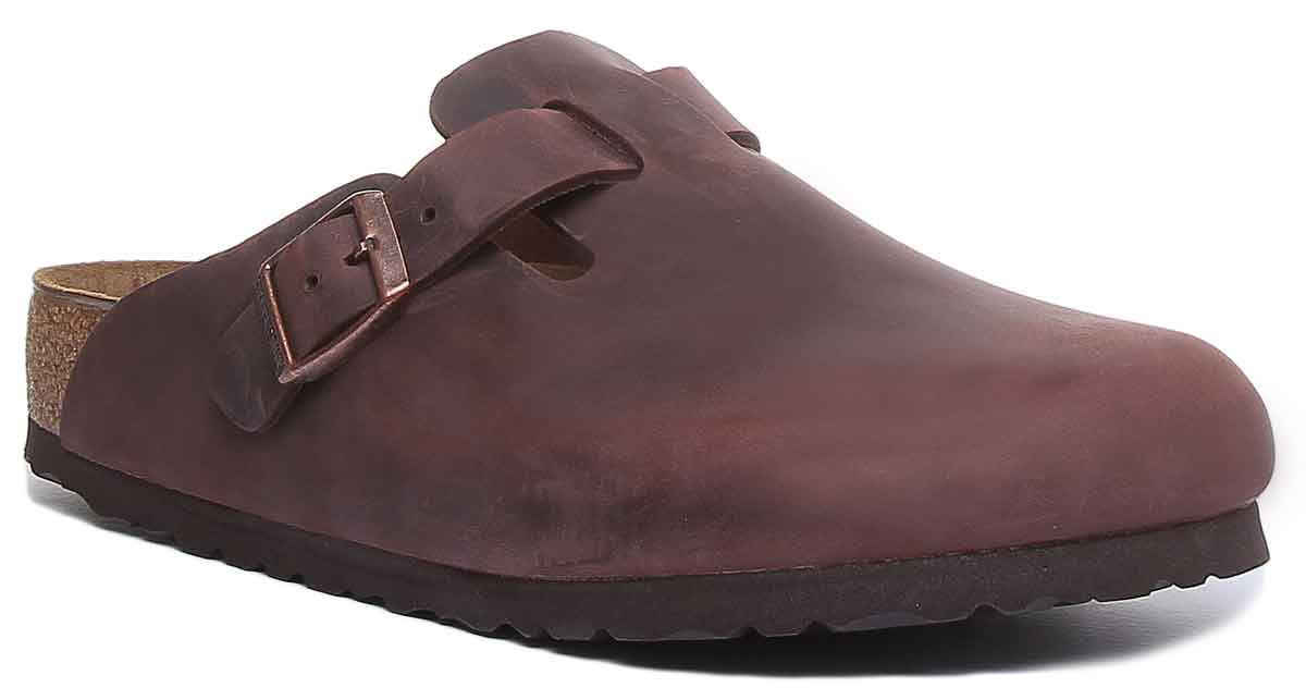 Birkenstock Boston NL sandales en cuir pour hommes en brun foncé Main image