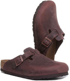 Birkenstock Boston NL sandales en cuir pour hommes en brun foncé