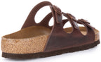 Birkenstock Florida Sandale en cuir huilé à trois lanières poure en brun foncé