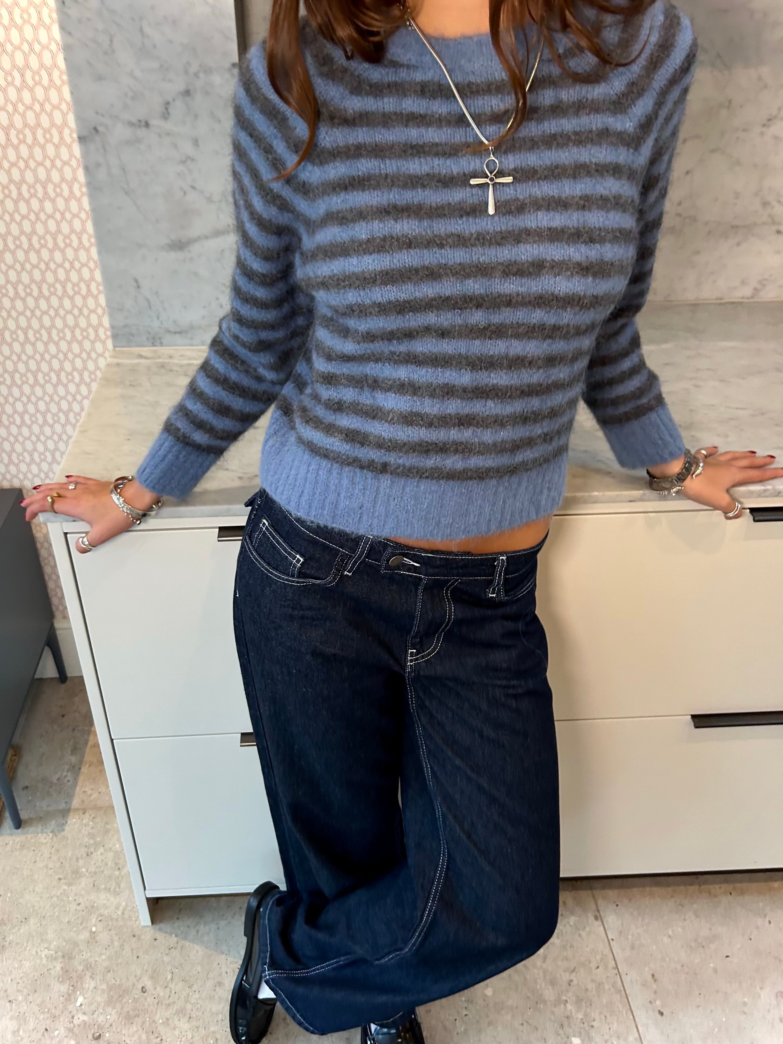 Cara Jumper - Blue & Grey
