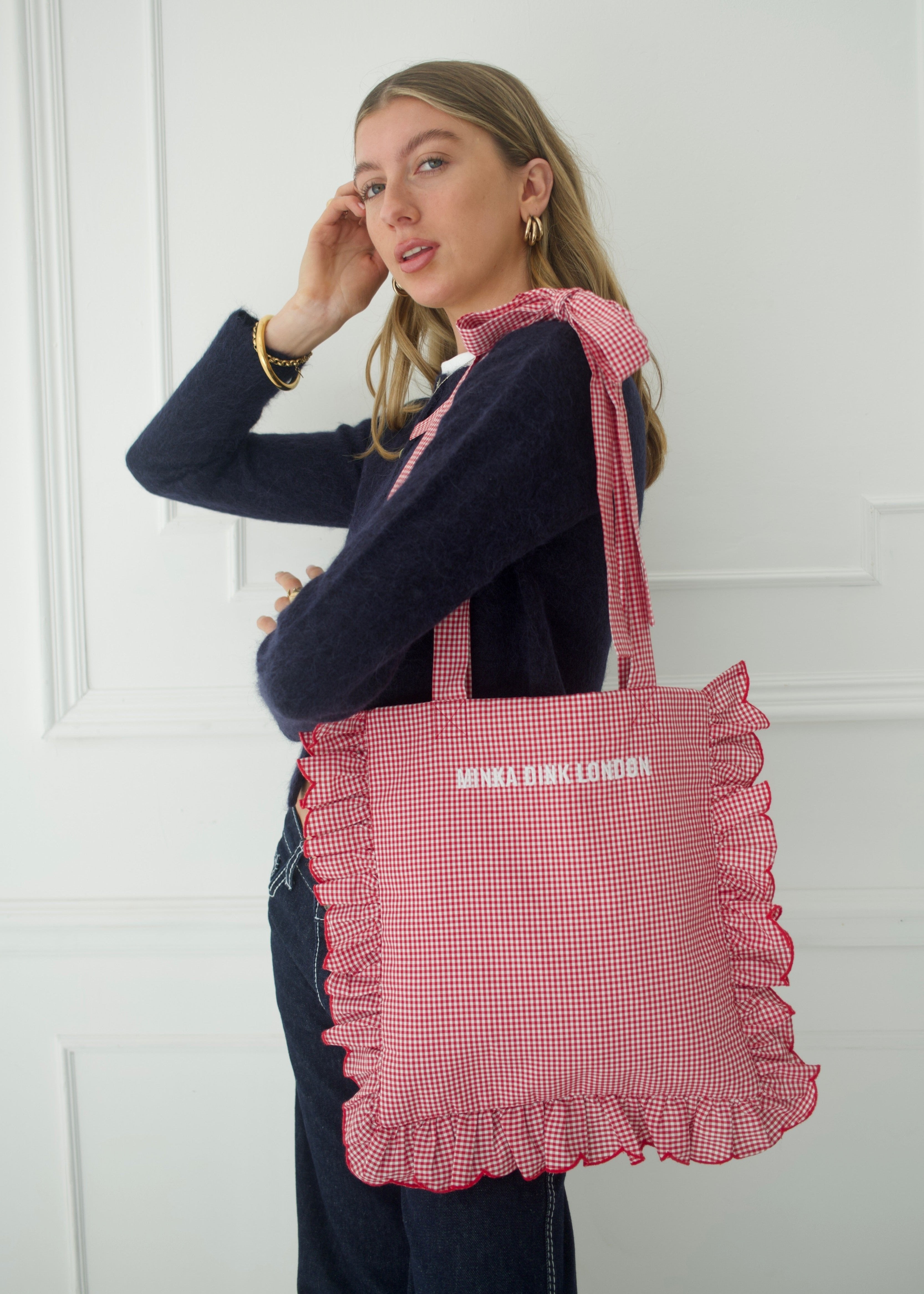 Gingham Tote Bag - Red Main image
