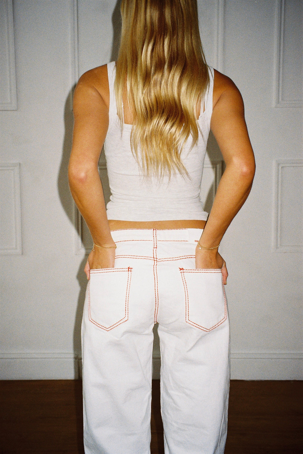 Lila Jeans - White & Red
