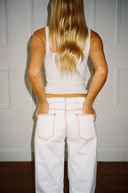 Lila Jeans - White & Red