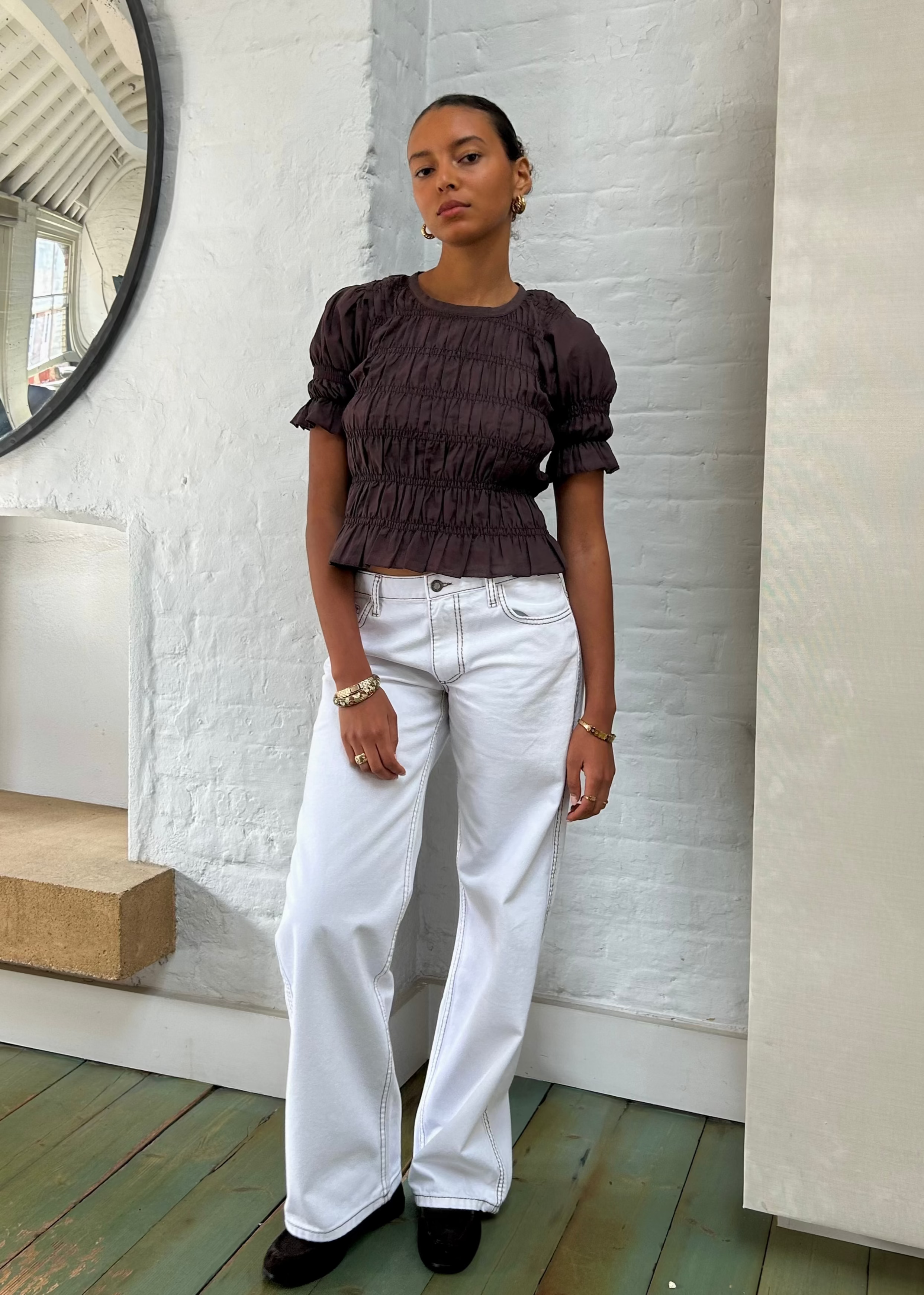 Lila Jeans - White & Brown Secondary image