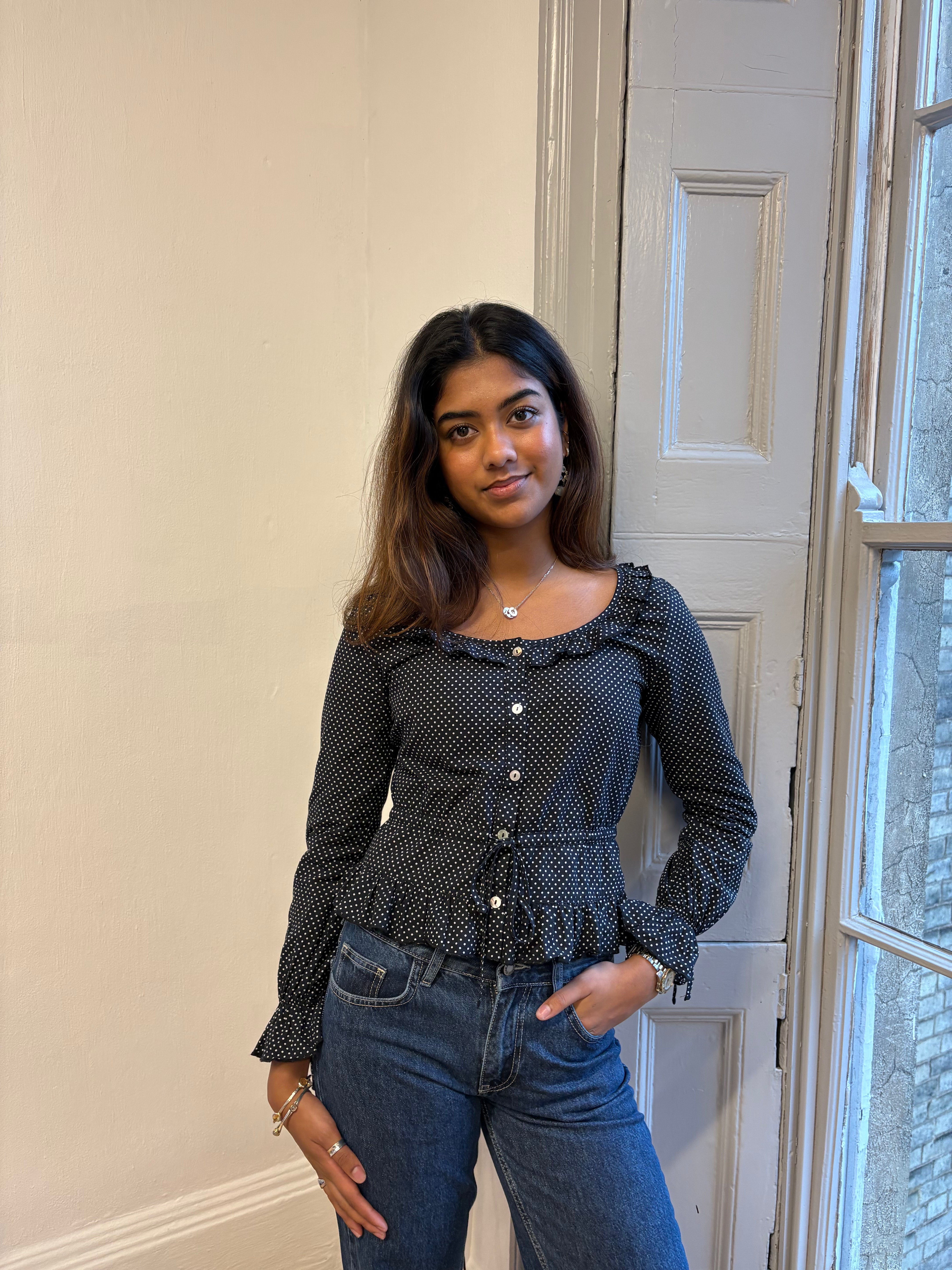 Ines Blouse - Black Polka Dot (Long Sleeve) Main image