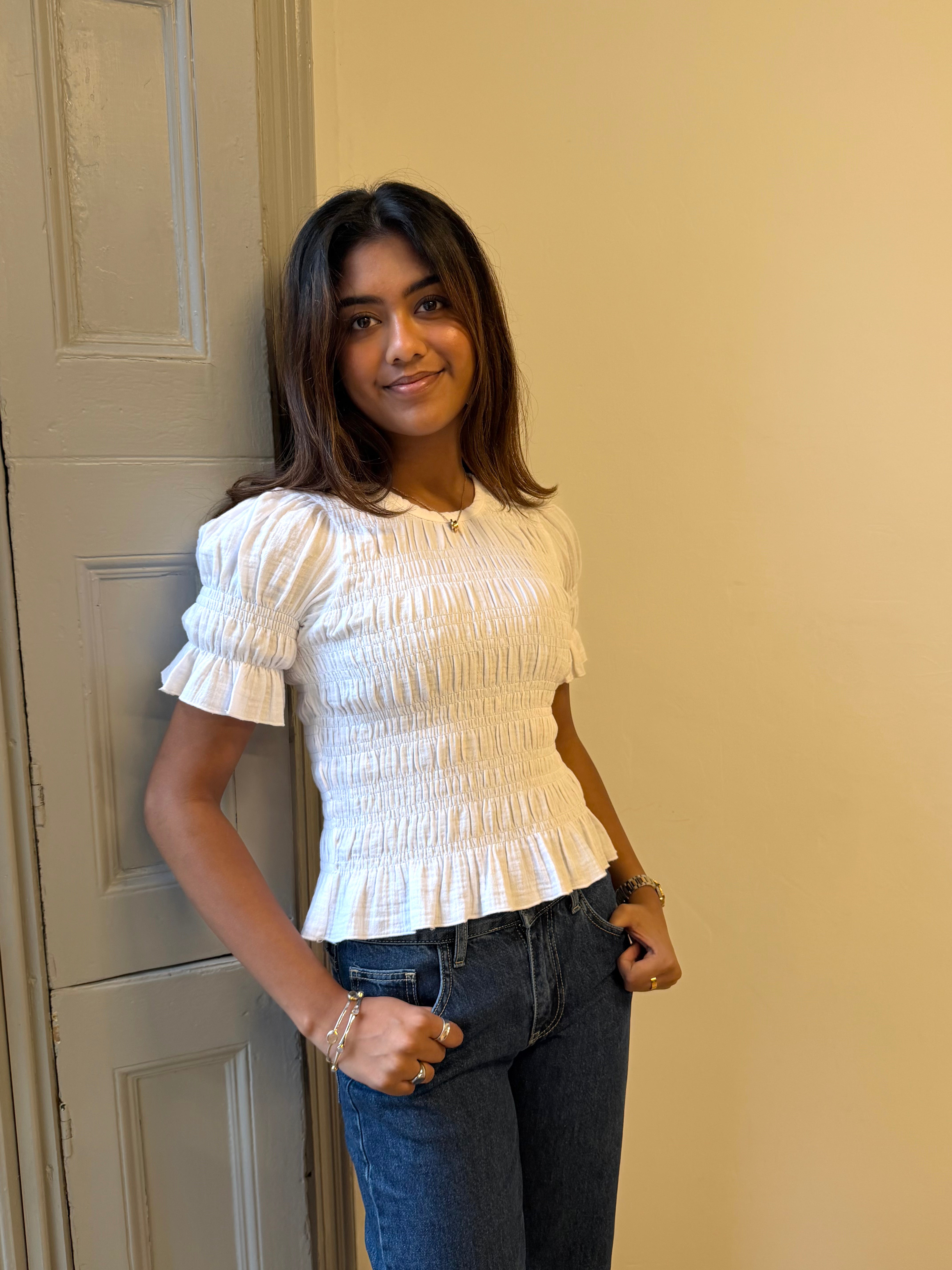 Emmie Blouse - White & Baby Blue Secondary image
