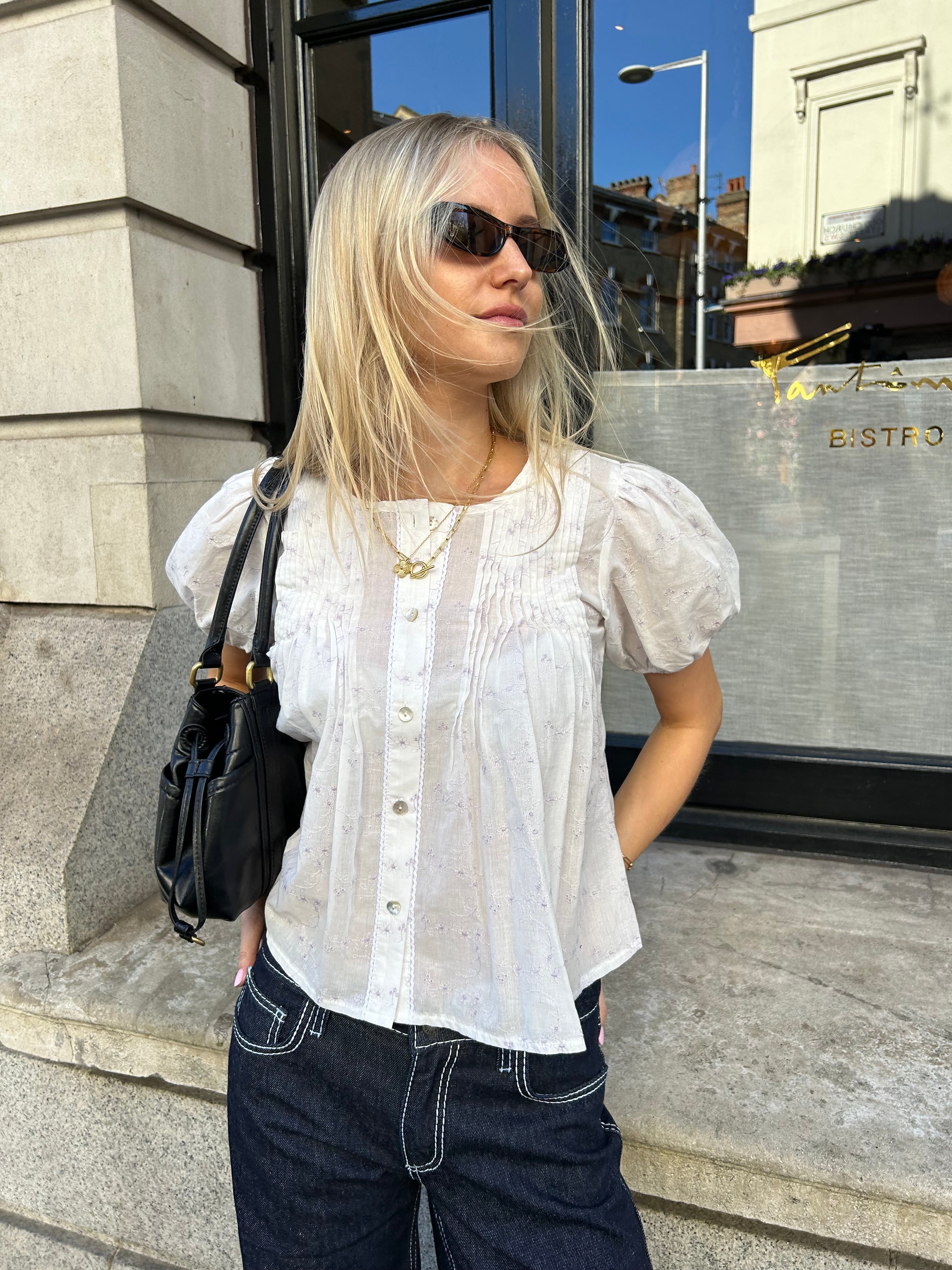 Poppy Blouse - White & Lilac Secondary image