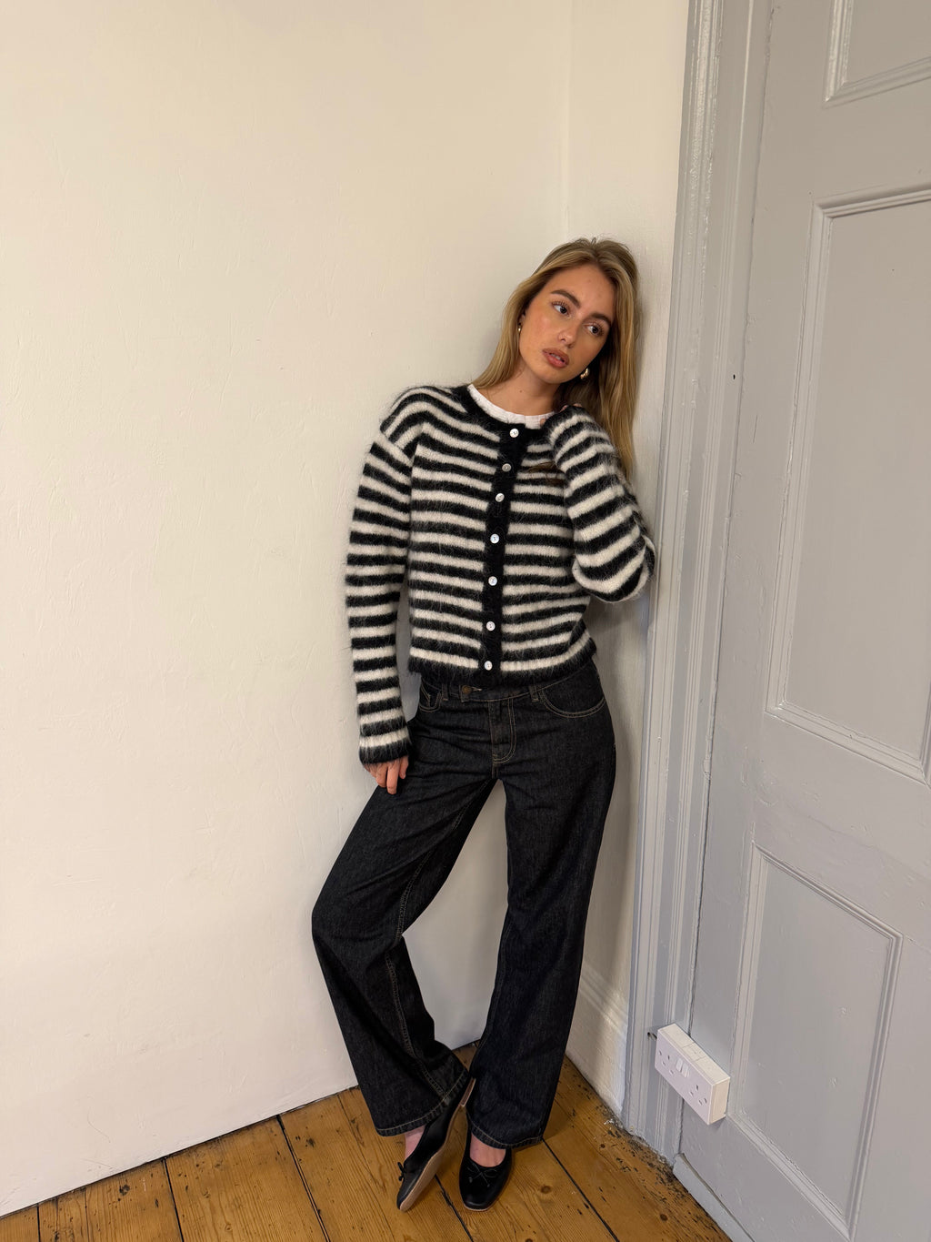 Evie Cardigan - Black Stripe