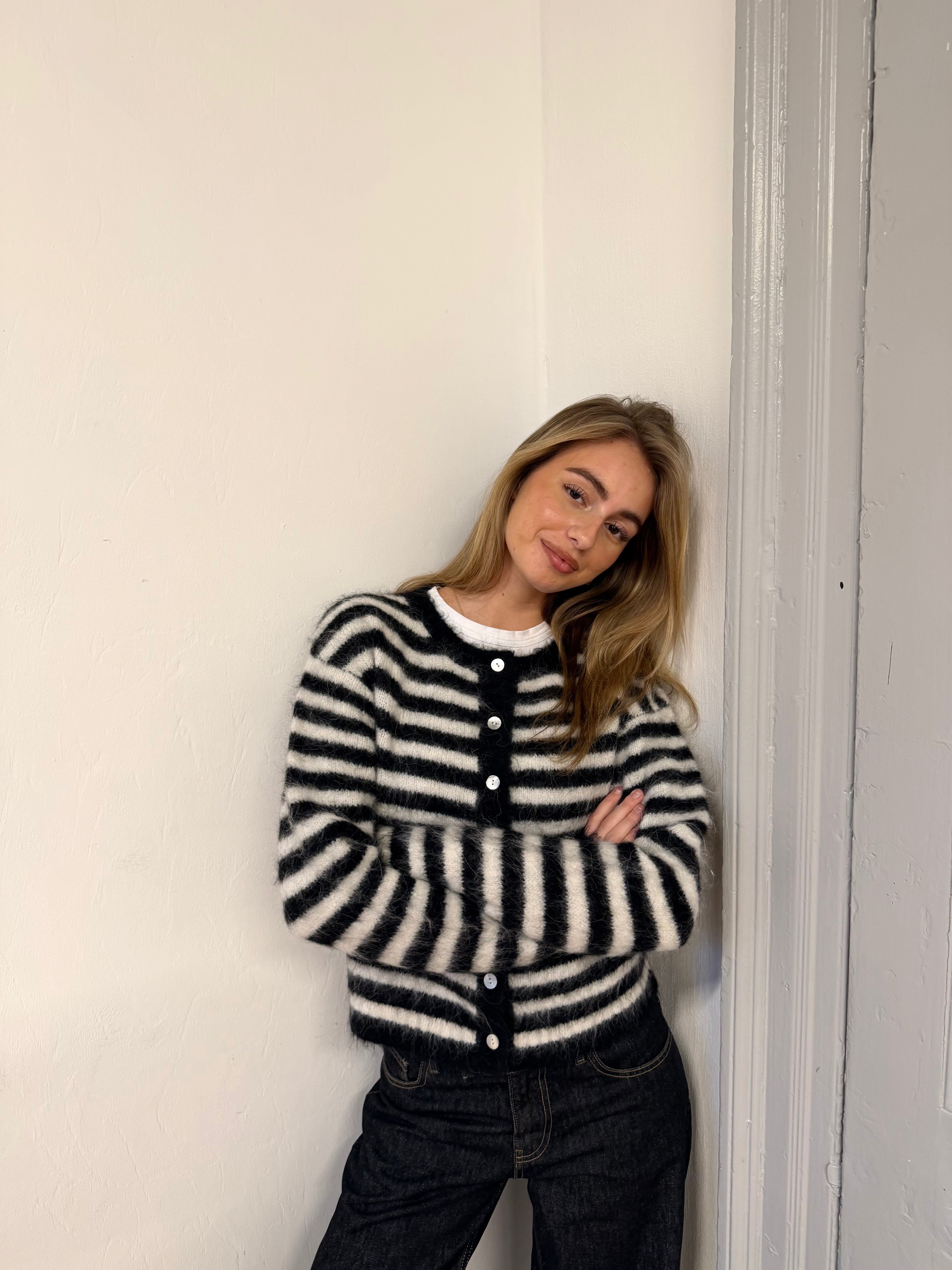 Evie Cardigan - Black Stripe