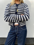 Evie Cardigan - Navy Stripe