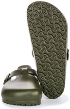 Birkenstock Boston EVA Sabots en Caoutchouc EVA de Haute Qualité et Neutre en Odeur Kaki