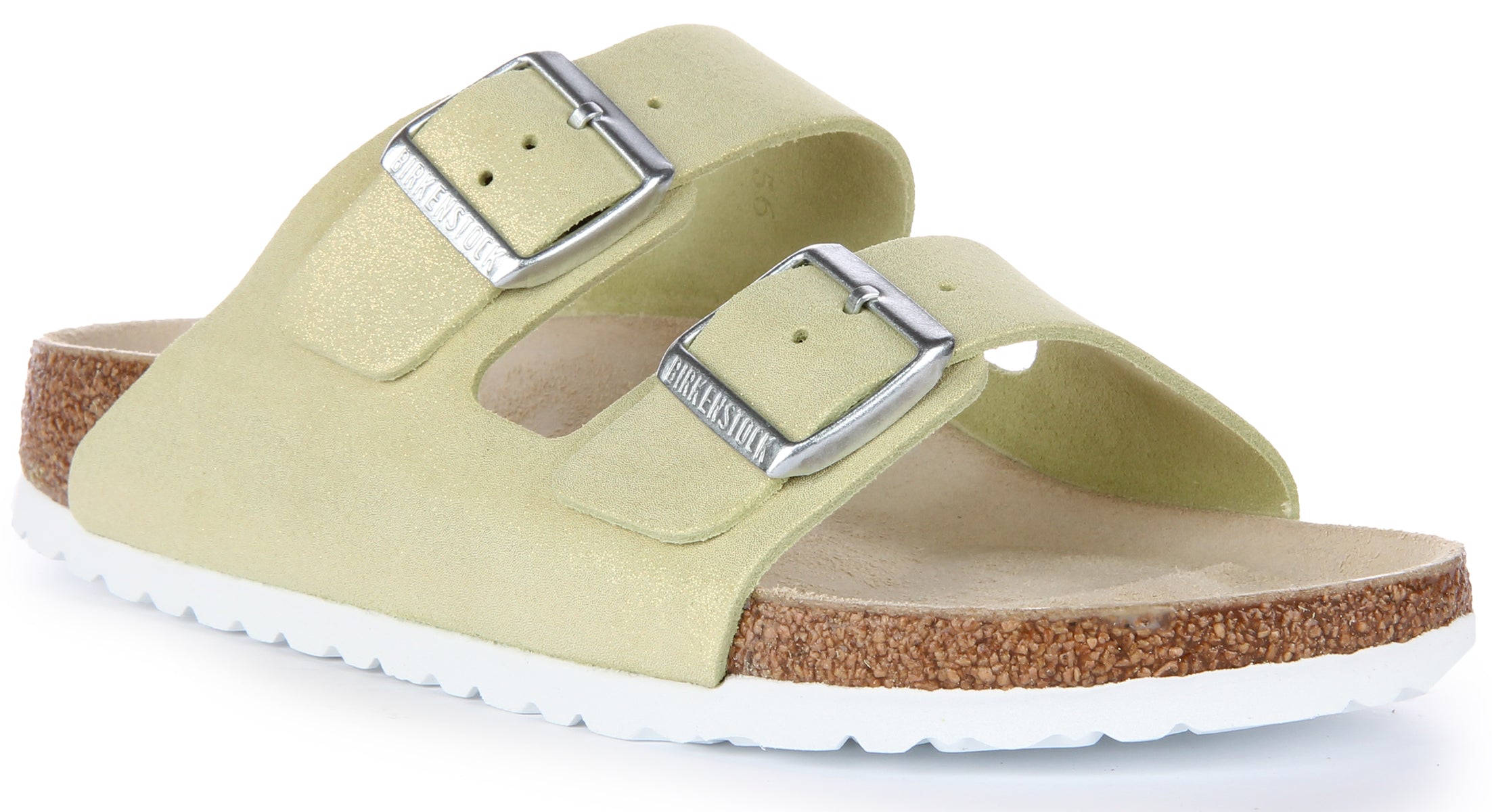 Birkenstock Arizona Sandale en cuir daim poure en vert clair Main image