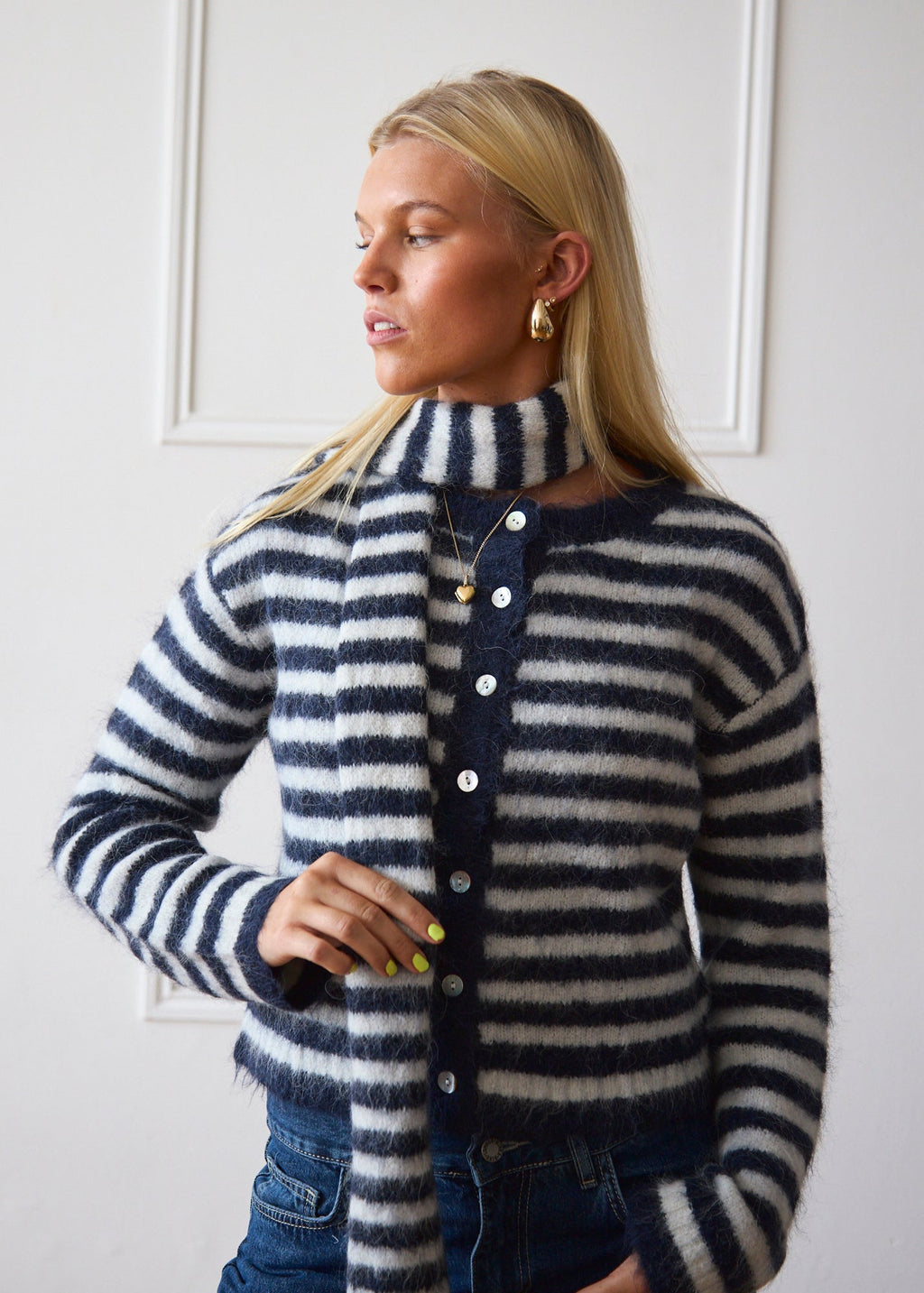 Evie Cardigan - Navy Stripe