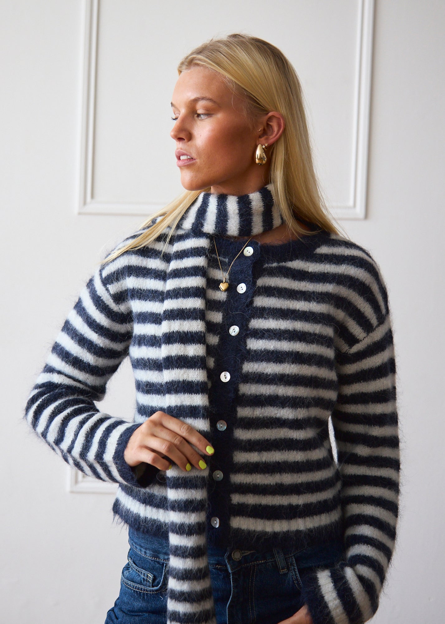 Evie Cardigan - Navy Stripe