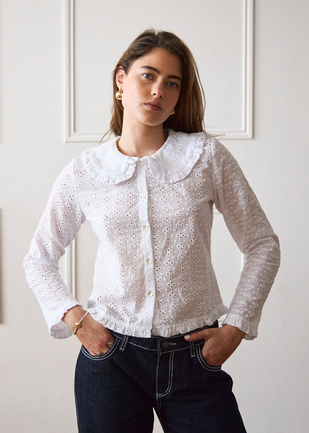 Long Sleeve Bonnie Blouse - White