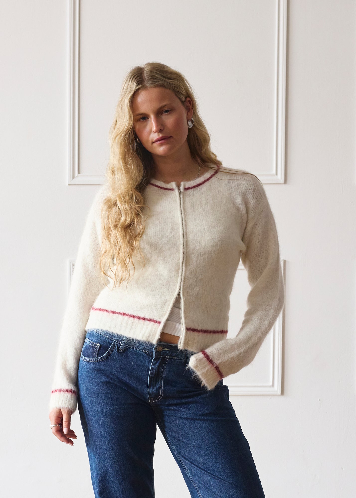 Dual Zip Jumper - Cream