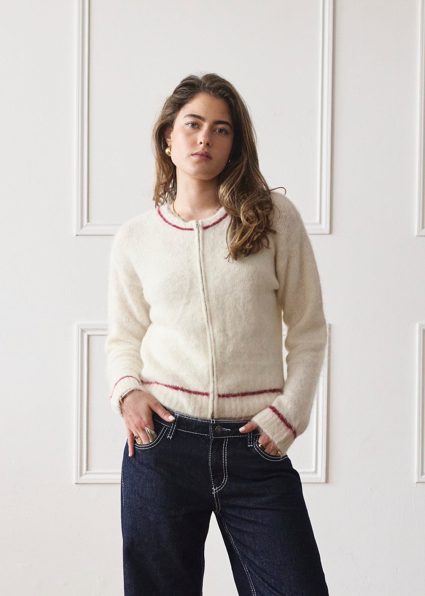 Dual Zip Jumper - Cream Secondary image