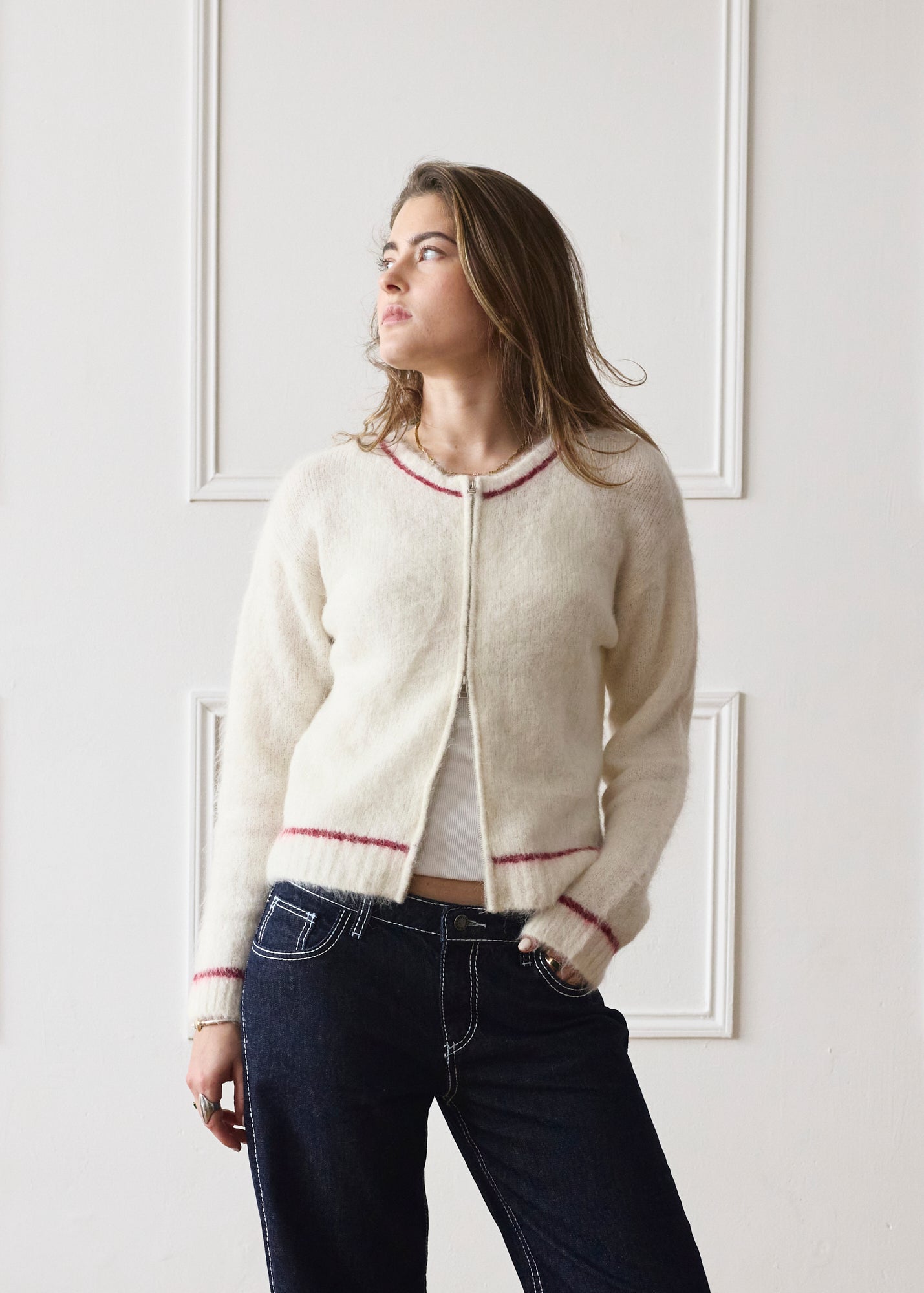 Dual Zip Jumper - Cream