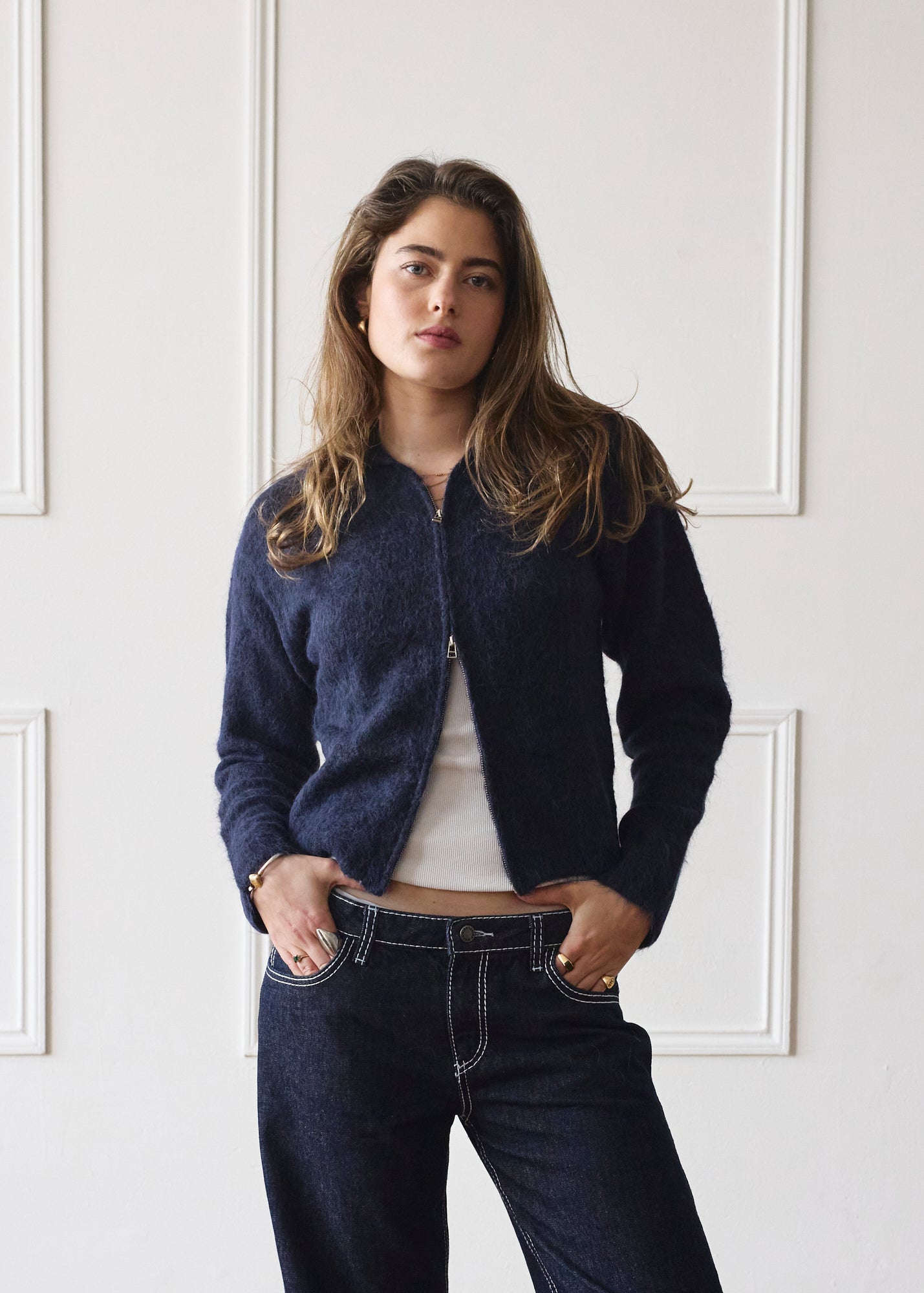 Dual Zip Hoodie - Navy Secondary image