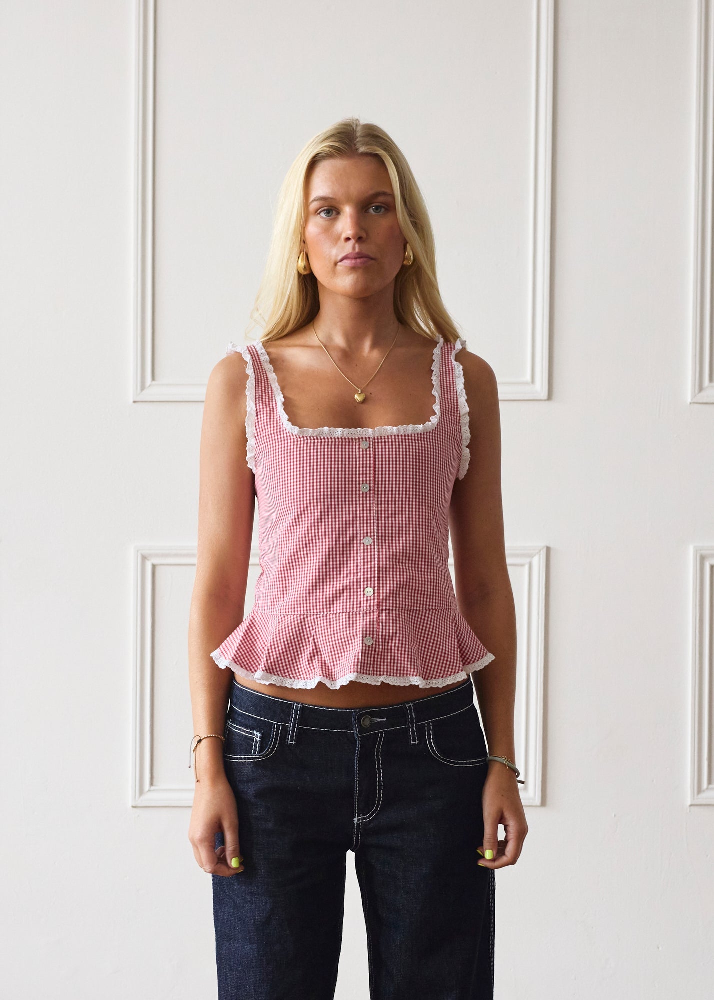Lola Top - Red Gingham Secondary image