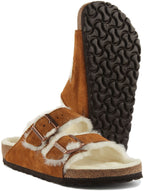 Birkenstock Arizona Shearling Sandale à double lanière en daim poure en vison