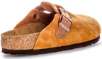 Birkenstock Boston Braided Elegant Pin Sandales Élégantes en Cuir Suédé Mink