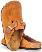 Birkenstock Boston Braided Elegant Pin Sandales Élégantes en Cuir Suédé Mink