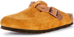 Birkenstock Boston Braided Elegant Pin Sandales Élégantes en Cuir Suédé Mink