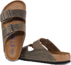 Birkenstock Arizona Sandale à deux brides en cuir nubuck huilé poure en olive