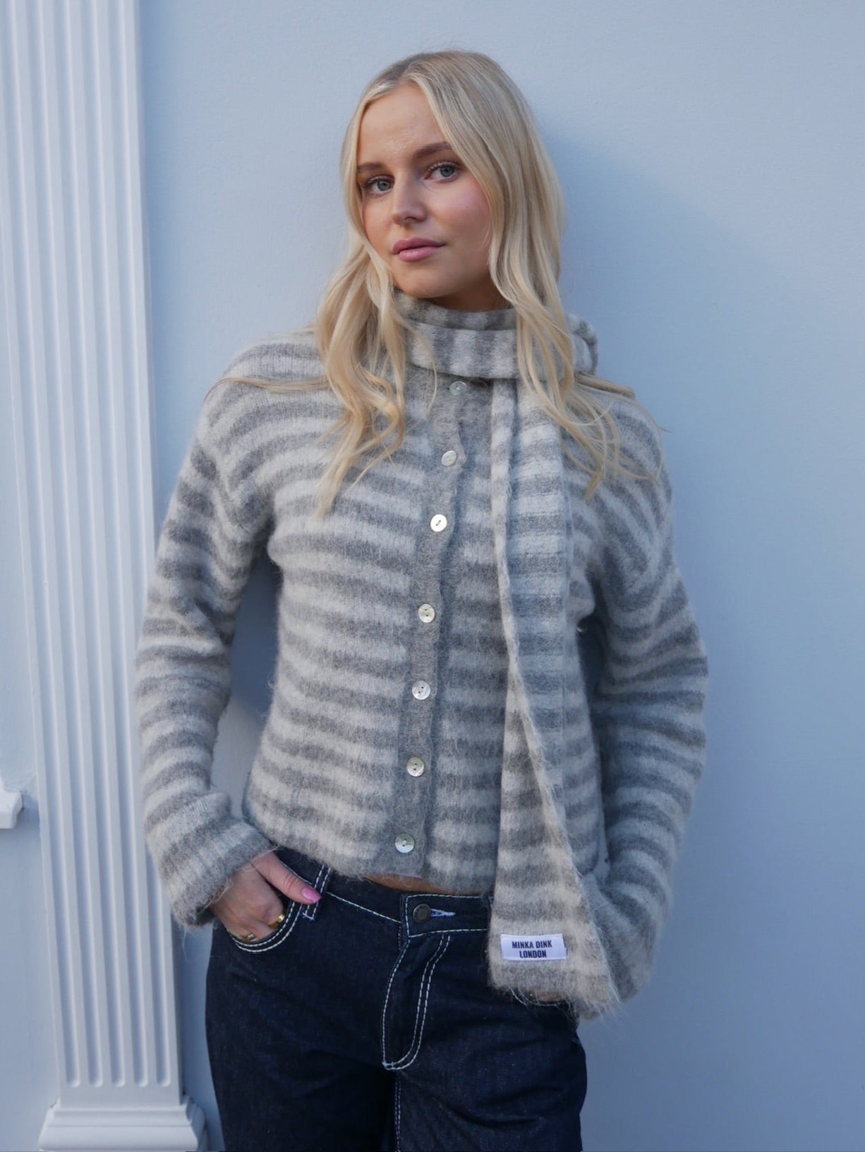 Evie Scarf - Grey Stripe