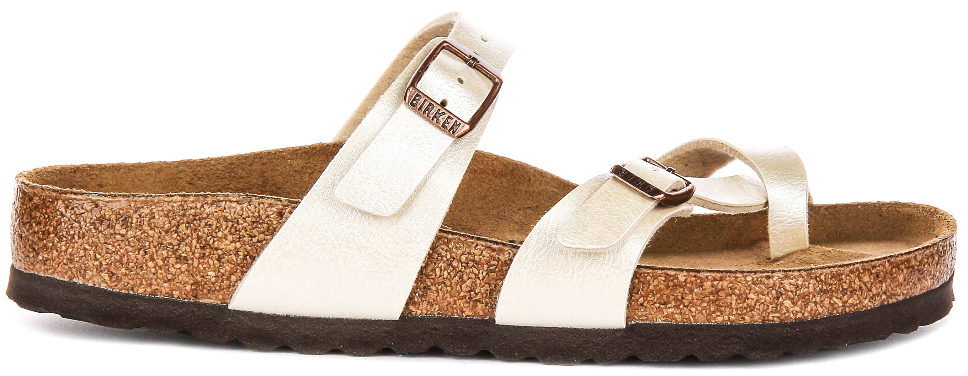 Birkenstock Mayari Sandale électrique à lanières métalliques pour femmes en blanc perle Secondary image