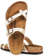 Birkenstock Mayari Sandale électrique à lanières métalliques pour femmes en blanc perle