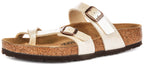 Birkenstock Mayari Sandale électrique à lanières métalliques pour femmes en blanc perle