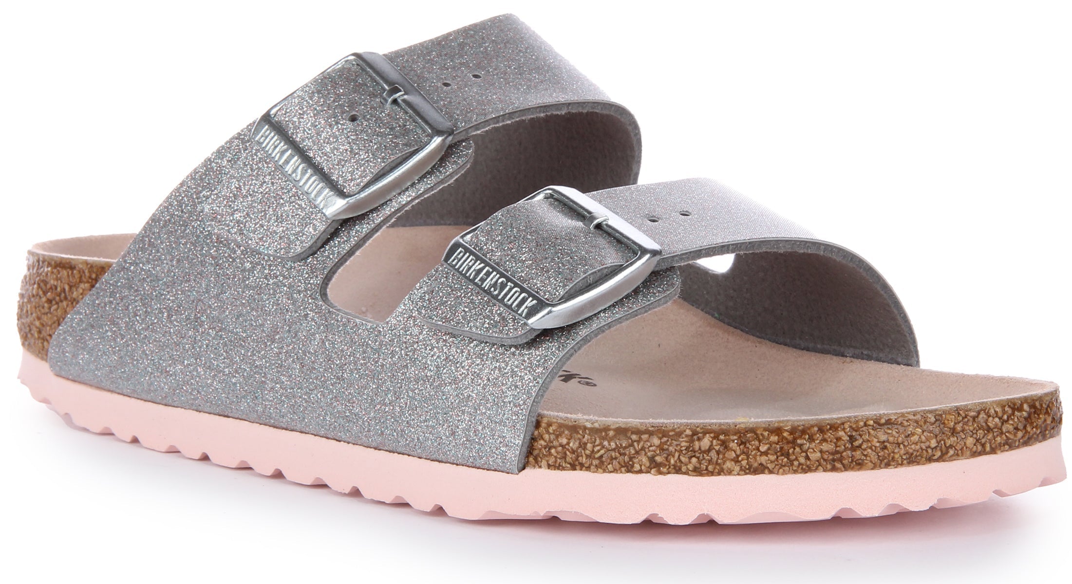 Birkenstock Arizona Sandale Birko Flor à double lanière poure en argent Main image
