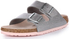 Birkenstock Arizona Sandale Birko Flor à double lanière poure en argent