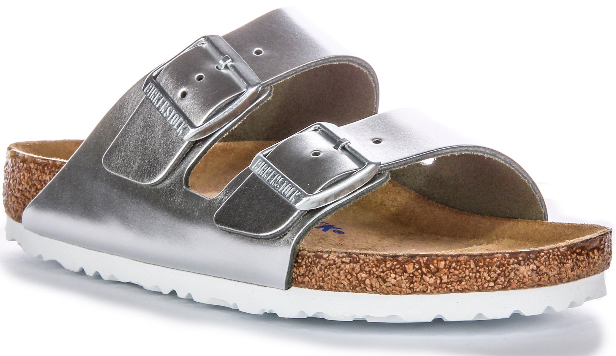 Birkenstock Two Adj Strap Arizona BS Sandales en cuir couleur argent Main image