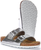 Birkenstock Two Adj Strap Arizona BS Sandales en cuir couleur argent