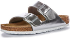 Birkenstock Two Adj Strap Arizona BS Sandales en cuir couleur argent