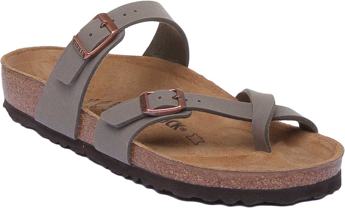 Birkenstock Mayari Sandale électrique à lanières métalliques pour femmes dans pierre Main image