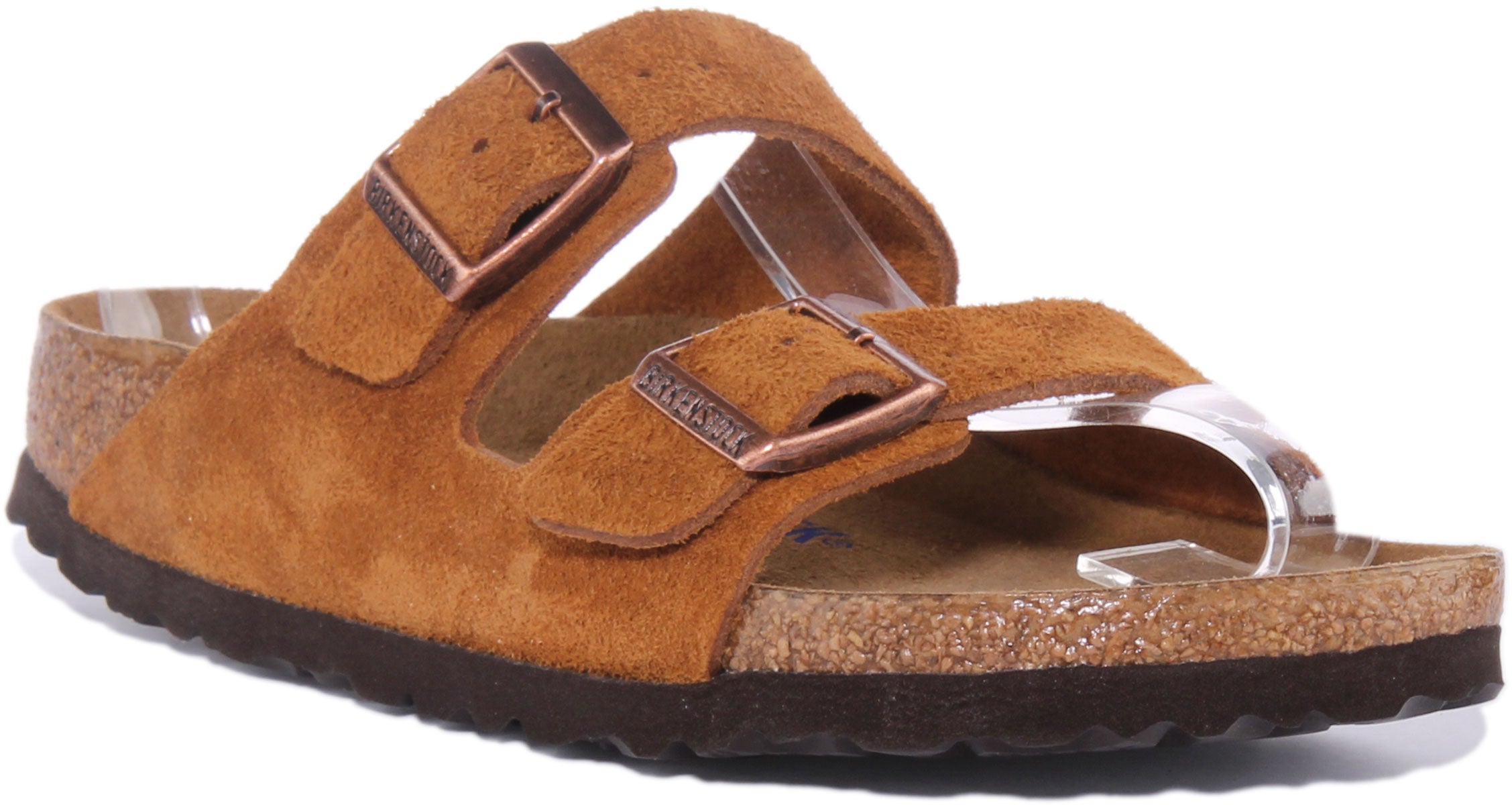 Birkenstock Arizona SBF Sandale en cuir suédé à 2 lanières pour femmes en tan Main image