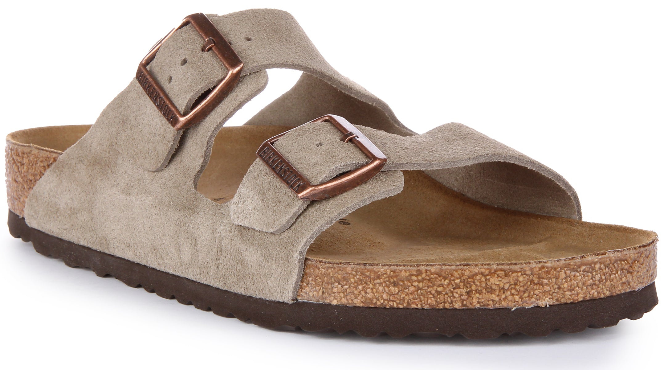 Birkenstock Arizona Sandale en cuir daim poure en taupe Main image