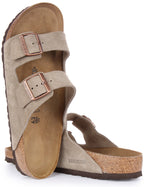 Birkenstock Arizona Sandale en cuir daim poure en taupe