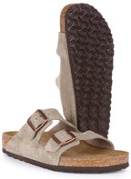 Birkenstock Arizona Sandale en cuir daim poure en taupe
