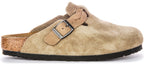 Birkenstock Boston Braided Elegant Pin Sandales Élégantes en Cuir Suédé Taupe