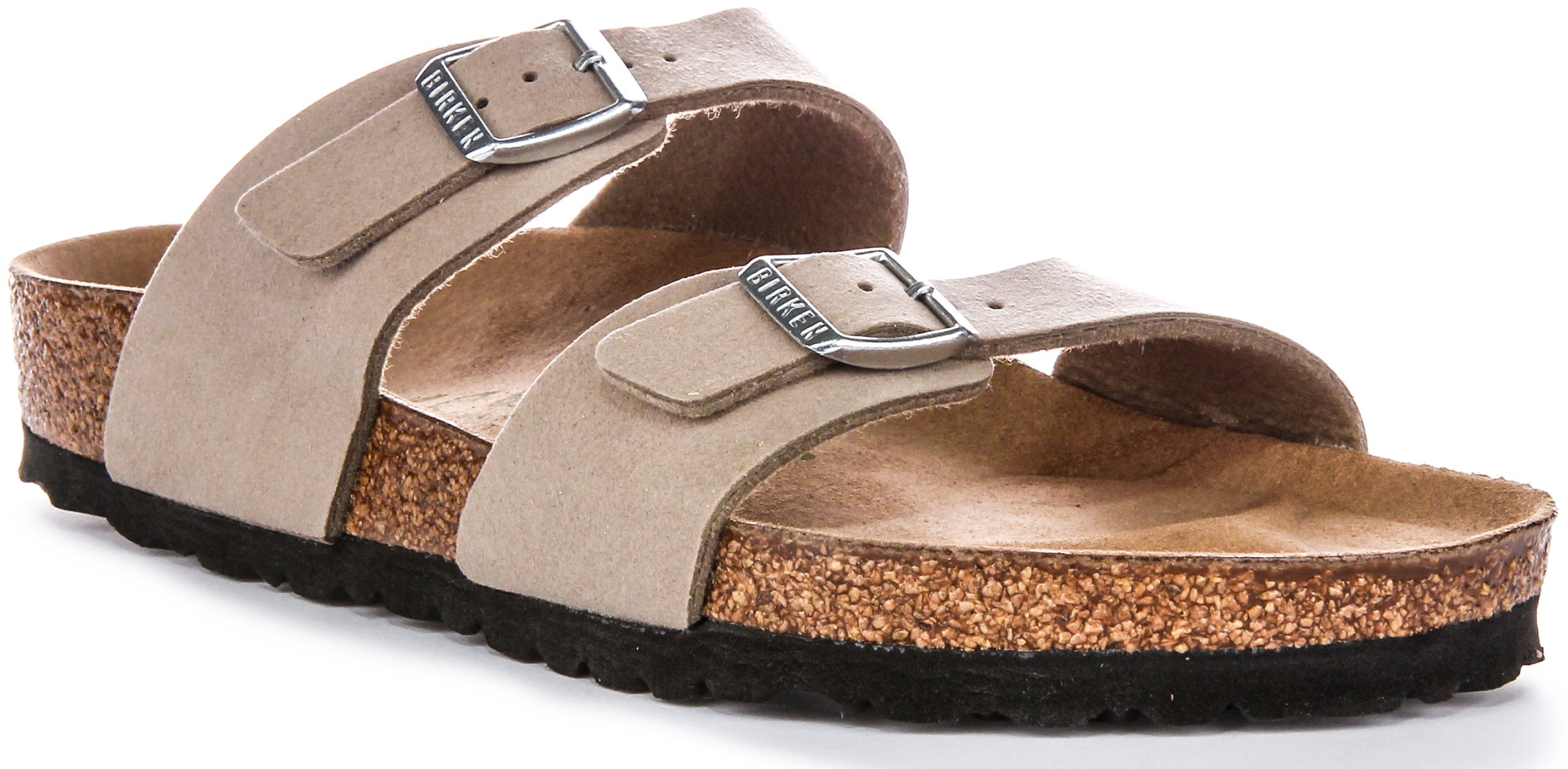 Birkenstock Sydney BS Sandales Véganes à Deux Brides Réglables en Taupe Main image