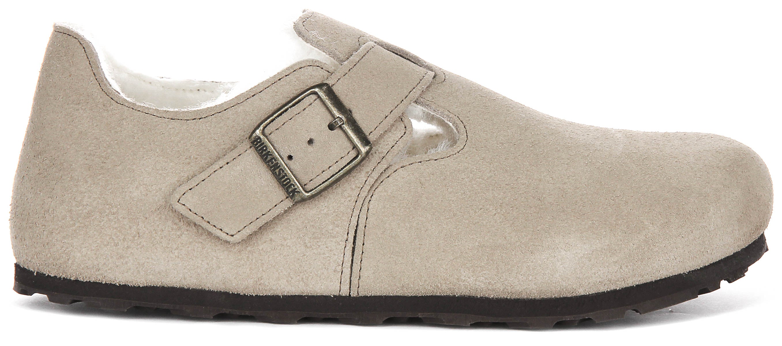 Birkenstock London en peau de mouton taupe | Coupe régulière Secondary image